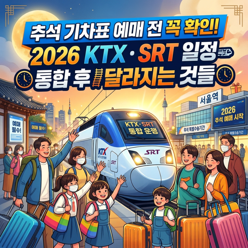 추석 기차표 예매 전 꼭 확인! 2026 KTX·SRT 일정과 통합 후 달라지는 것들