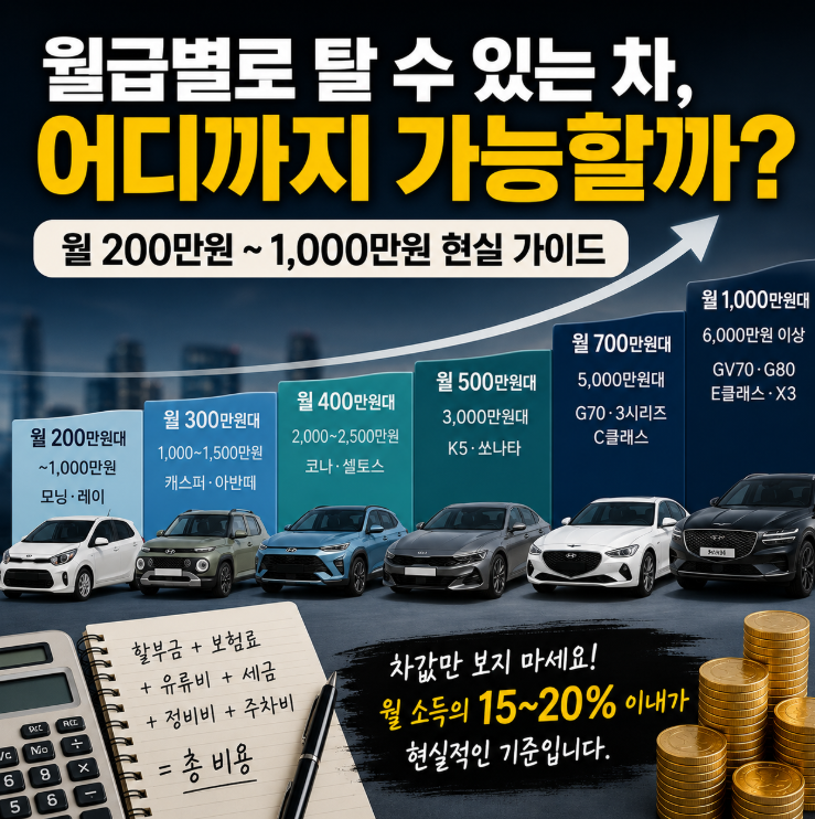 월급 200만원부터 1,000만원까지, 현실적으로 살 수 있는 차는 어디까지일까?