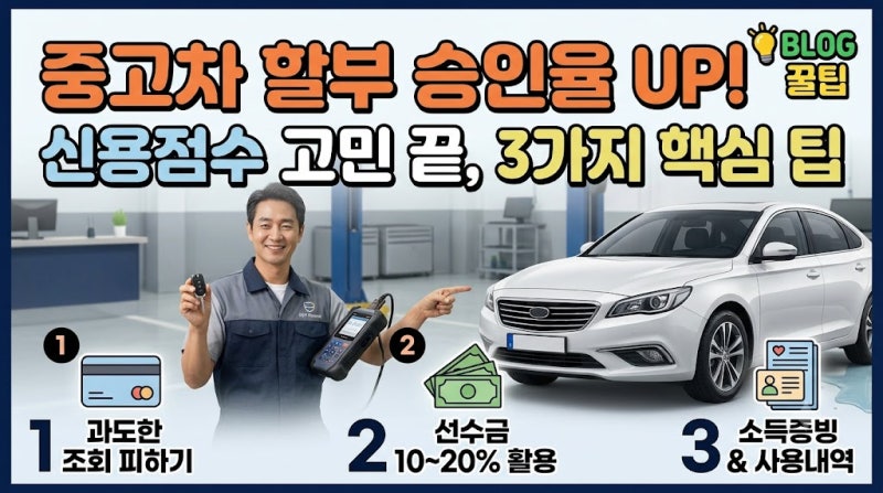 중고차 할부 승인율 높이는 꿀팁 3가지 (신용점수 떨어질까 걱정이라면 필수 확인!)
