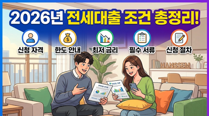 2026년 전세대출 조건 총정리: 자격, 한도, 금리부터 신청 절차까지 한눈에 보기