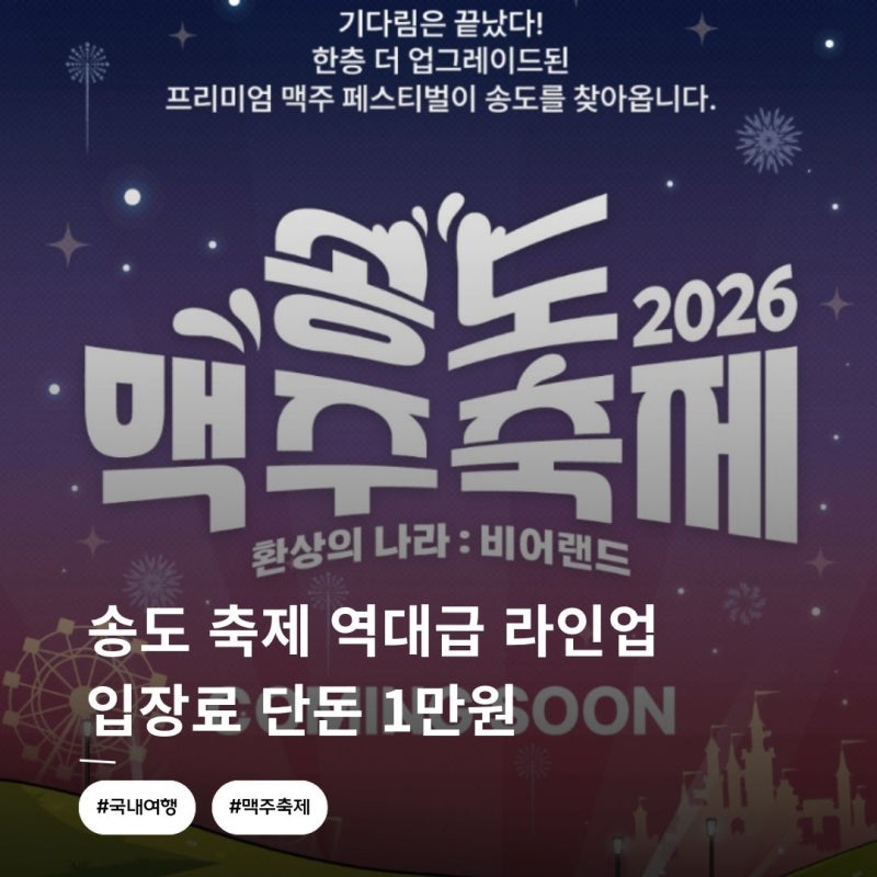 2026 송도 맥주 축제 역대급 라인업 입장료 1만원? 불꽃놀이 주차 총정리