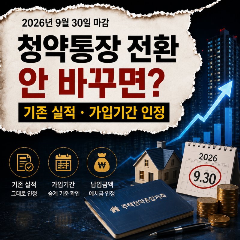 청약통장 전환 9월 30일 마감, 안 바꾸면 사라질까? 기존 실적 인정 기준
