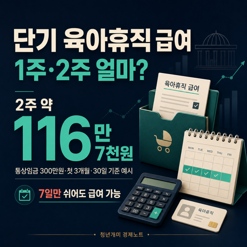 2026 단기 육아휴직 급여 1주·2주 얼마? 통상임금별 계산