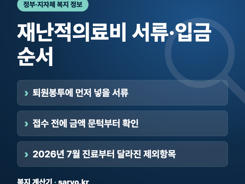 2026 재난적의료비 서류·입금 순서
