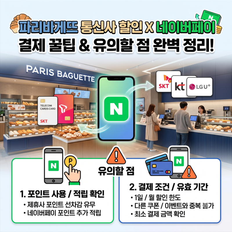 파리바게뜨 통신사 할인과 네이버페이 결제 조합 시 유의할 점