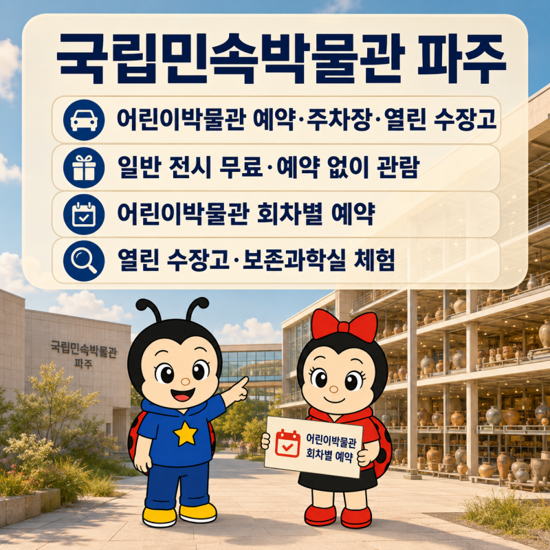 국립민속박물관 파주 어린이박물관, 예약 못 해도 볼 수 있을까? 주차장·열린 수장고