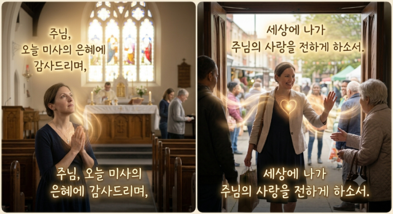 가톨릭 미사 전례 중 마음속 으로 바치는 침묵 기도 미사전후기도