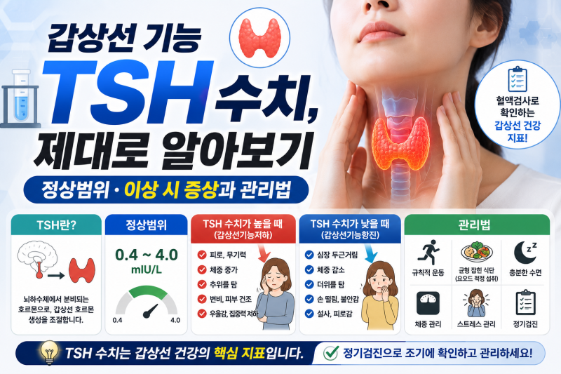 갑상선 기능 TSH 수치 제대로 알아보기 (정상범위 이상 시 증상과 관리법)