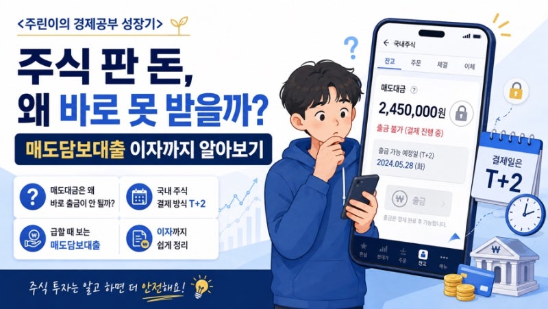 주식 판 돈, 왜 바로 못 받을까?｜매도담보대출 이자까지 알아보....