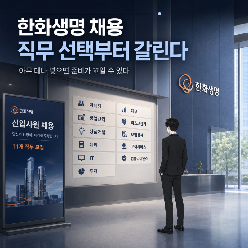 “11개 세부직무” 한화생명 채용 아무 데나 넣었다간 준비 방향부터 꼬일 수도
