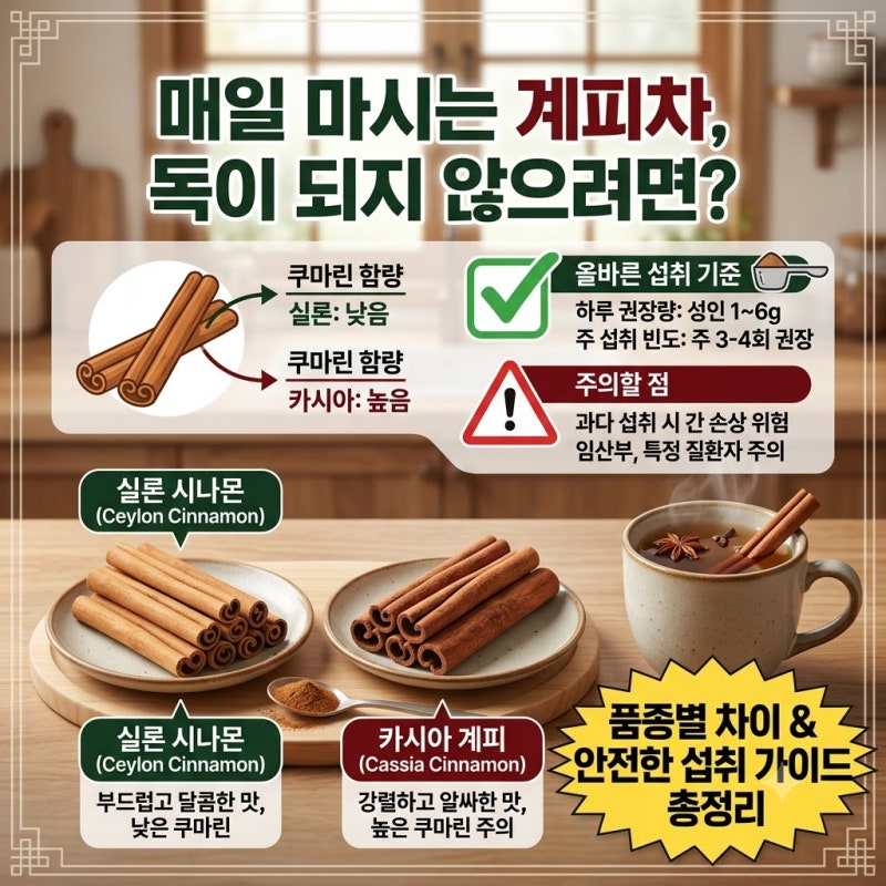 매일 마시는 계피차가 독이 되지 않으려면? 품종별 차이와 올바른 섭취 기준