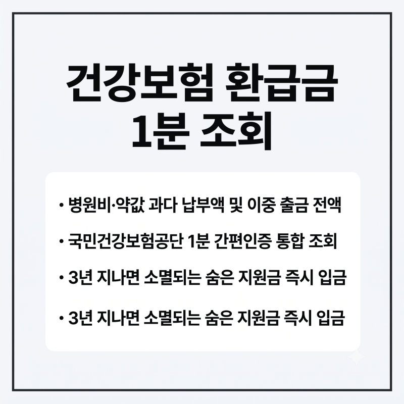 잠자는 건강보험 환급금 1분 통합조회 및 계좌 즉시 입금 신청 방법 총정리
