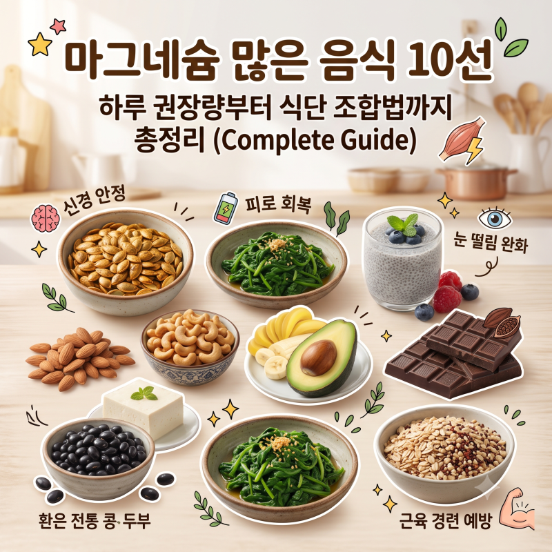 마그네슘 많은 음식 10선: 하루 권장량부터 식단 조합법까지 총정리