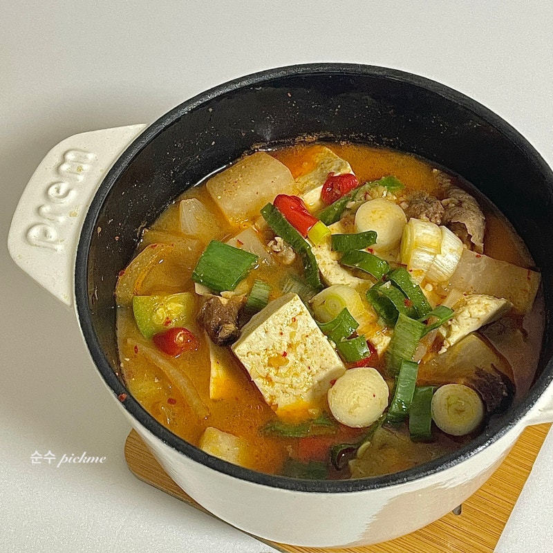 진한 차돌된장찌개 레시피 멸치육수 사용