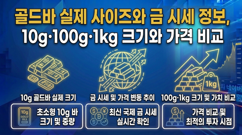 “이게 1kg이라고?” 골드바 실제 사이즈와 금 시세 정보, 10g·100g·1kg 크기와 가격 비교