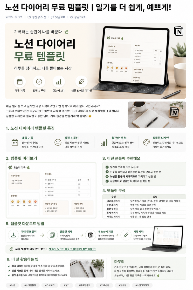노션 다이어리 무료 템플릿