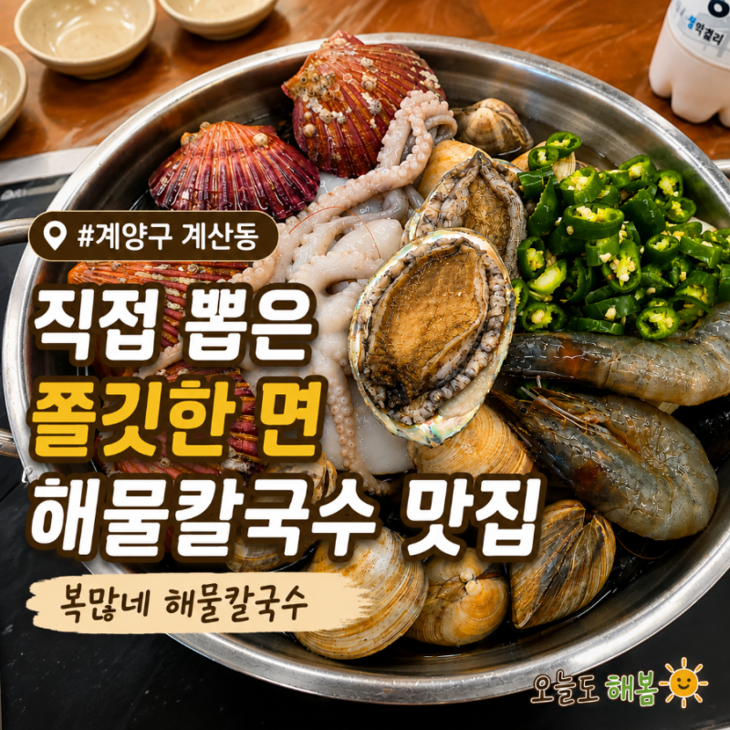 [인천 해물칼국수] 직접 뽑은 쫄깃한 면, 복많네 해물칼국수