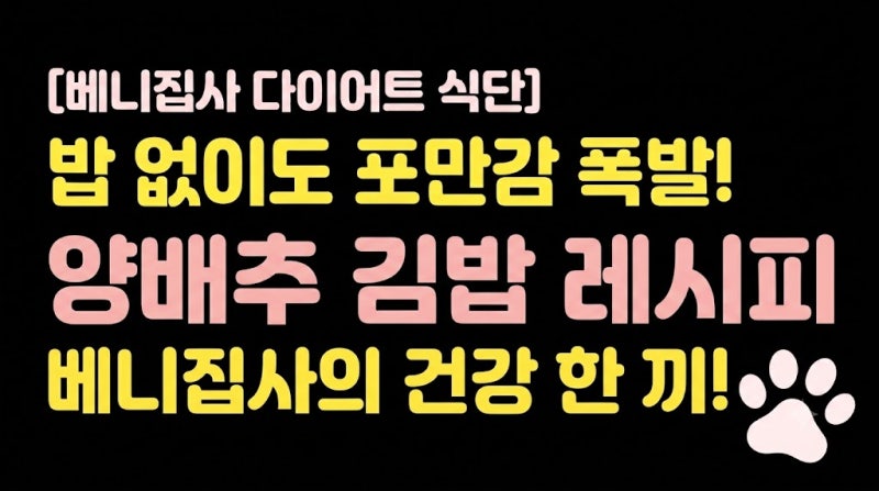 [베니집사 다이어트 식단] 밥 없이도 꿀맛 보장! 저탄고지 양배추 다이어트 김밥 만들기