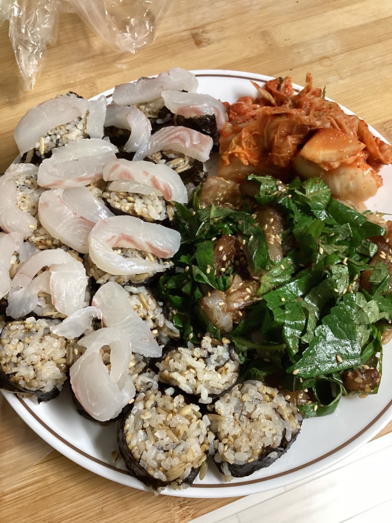 강민경 광어소금김밥 레시피! 파로밥 다이어트 김밥 만들기 (남편 요리)