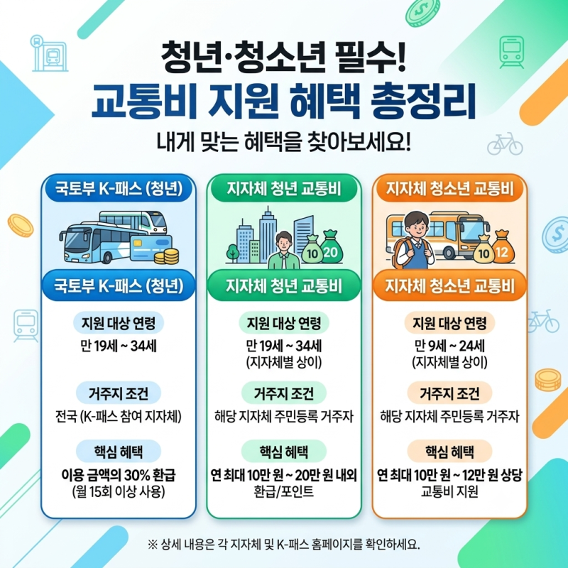 청소년·청년 대중교통비 지원 사업 신청 방법과 지원 대상 자격 총정리