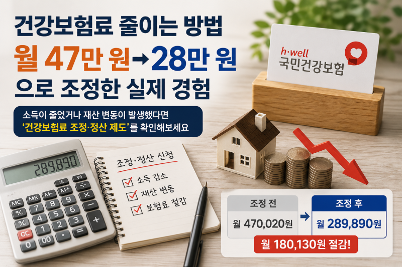 건강보험료 줄이는 방법, 월 47만 원 → 28만 원으로 조정한 실제 경험 (feat. 소득 부과 건강보....