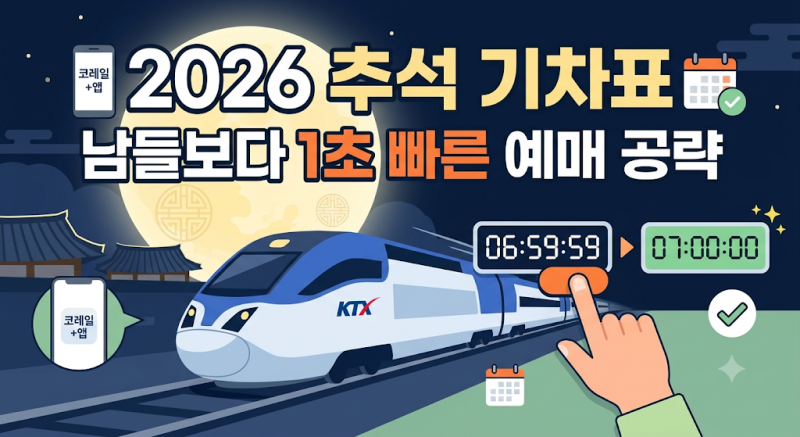 2026 추석 명절 기차표 예매 : KTX SRT 시간표 확인하고 남들보다 1초 먼저 예약하기