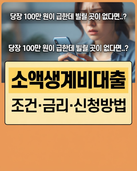 "당장 100만 원이 급한데 빌릴 곳이 없다면..?" 소액생계비대출 조건·금리·신청방법