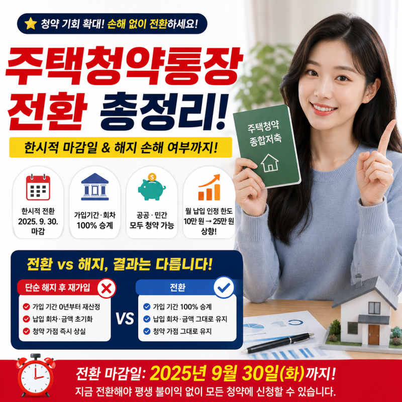 주택청약종합저축 전환 한시적 마감일 및 기존 통장 해지 손해 여부 총정리