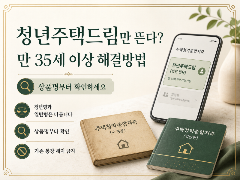 청약통장 전환하려는데 청년주택드림만 뜬다? 만 35세 이상 해결방법