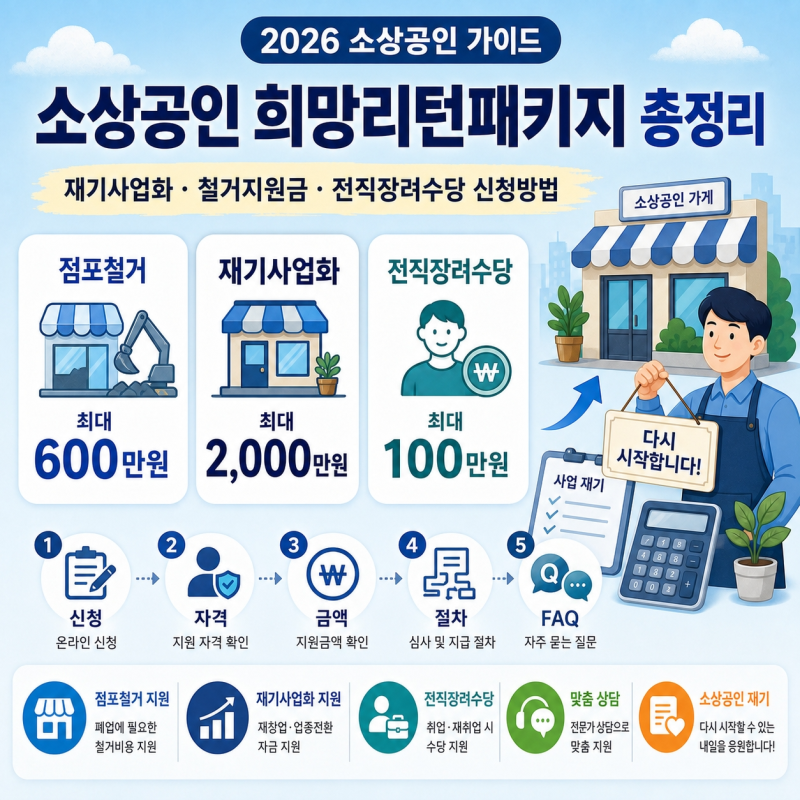 소상공인 희망리턴패키지 총정리｜재기사업화·철거지원금·교육 신청방법