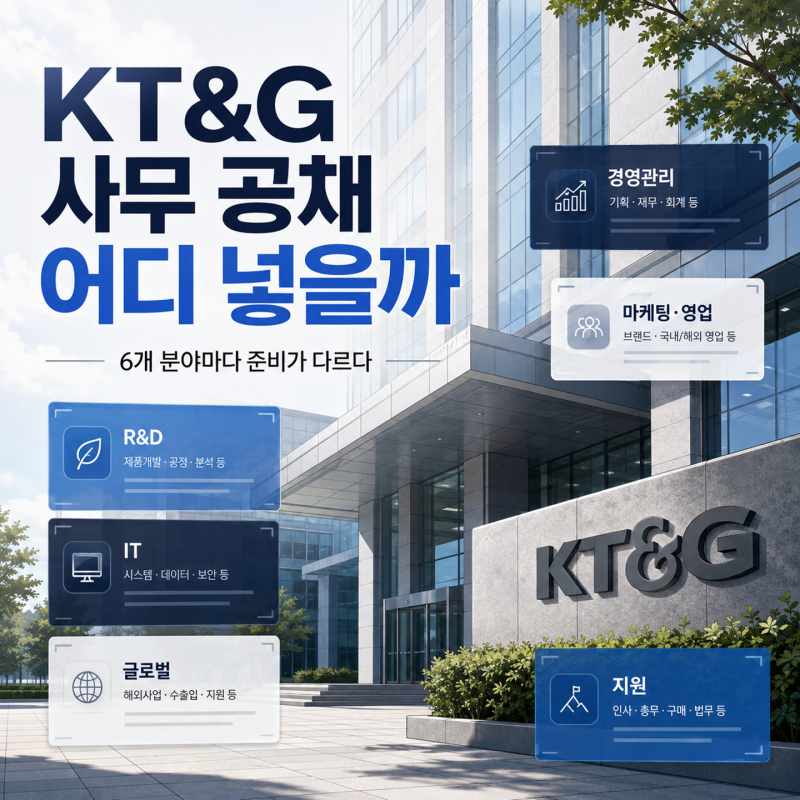 “6개 사무 분야” KT&G 채용 어디 넣느냐에 따라 준비할 게 달라진다