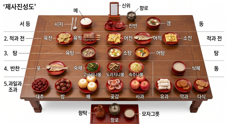 [추석 차례상 차리는 법] 홍동백서·어동육서 헷갈릴 땐 이것만 기억하세요! 1열부터 5열까지 ....