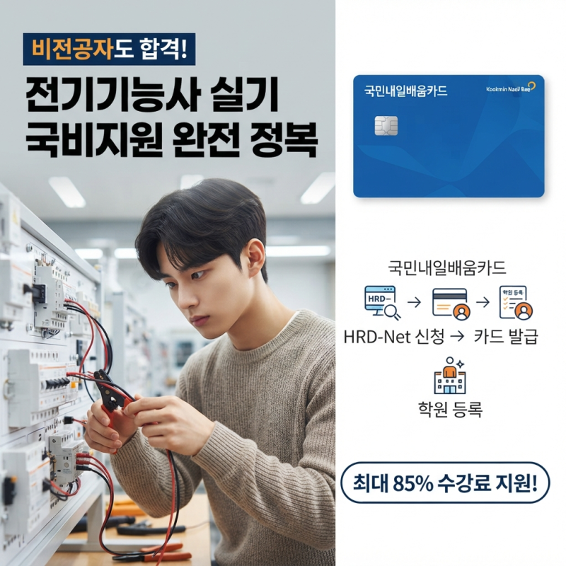 비전공자 전기기능사 실기 준비, 내일배움카드 신청 및 국비지원 학원 등록 가이드