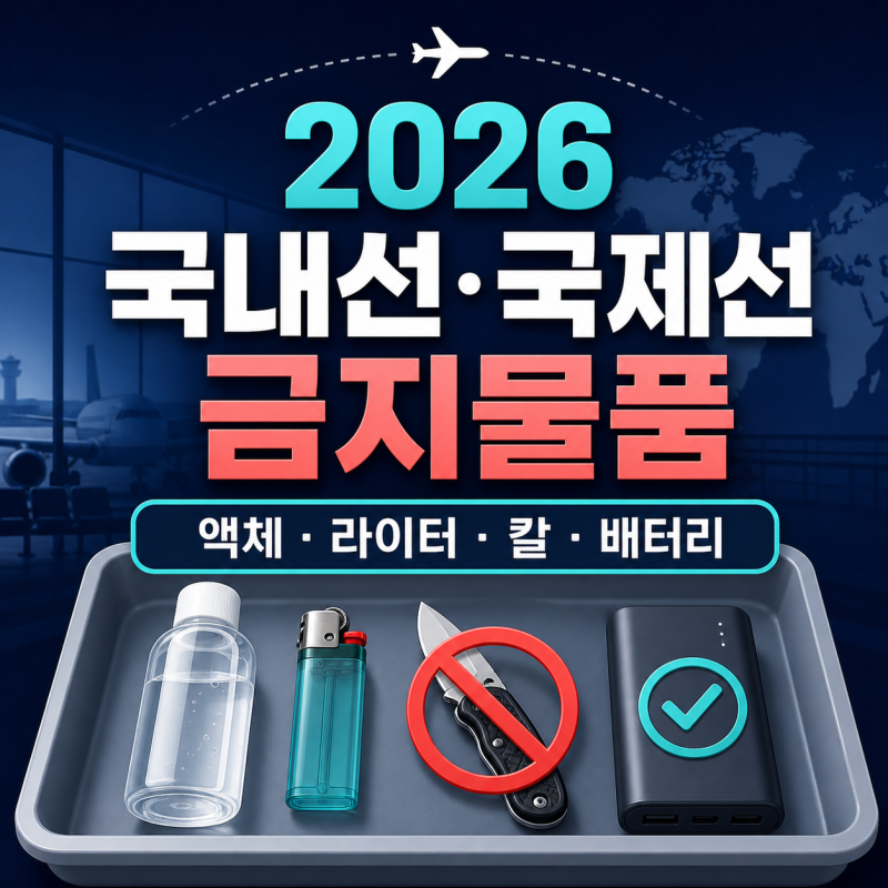 2026 국내선·국제선 기내반입 금지물품 차이｜액체·라이터·칼·배터리