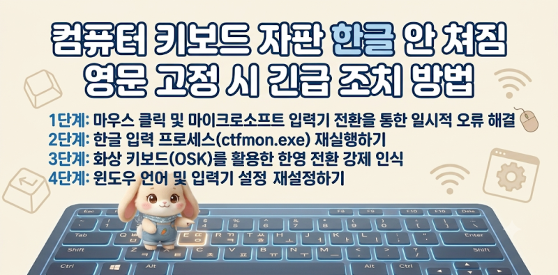컴퓨터 키보드 자판 한글 안 쳐짐 영문 고정 시 긴급 조치 방법