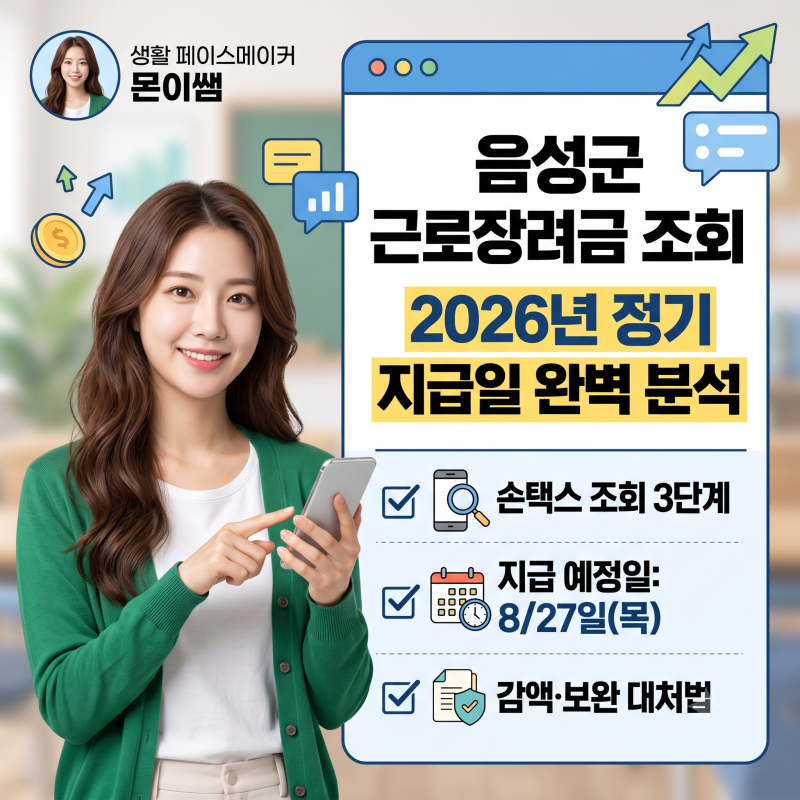 음성군 근로장려금 정기 지급 심사 진행 상태 조회 및 지급일 확인 방법