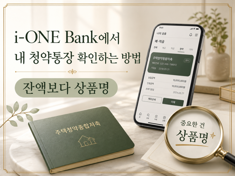 기업은행 i-ONE Bank 앱에서 내 청약통장 확인하는 방법