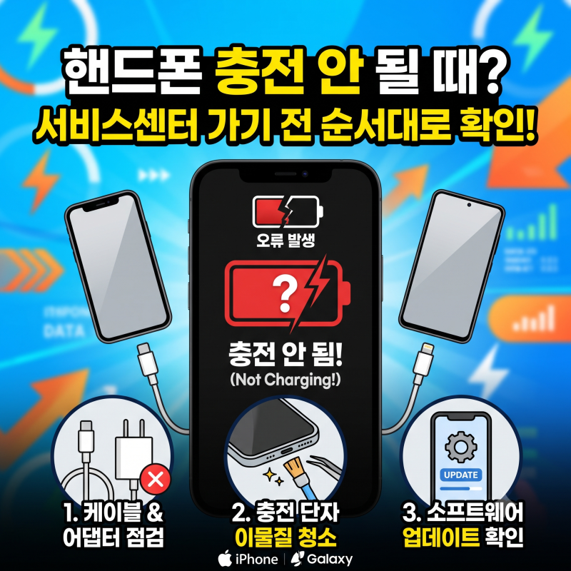 핸드폰 충전 안 될 때 | 서비스센터 가기 전에 순서대로 확인하기 (아이폰·갤럭시)