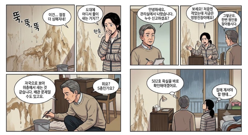 아파트·주택 누수 발생 시 대처법: 책임소재부터 보험·업체 선정까지