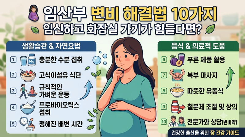 임산부 변비 해결법 10가지｜임신하고 화장실 가기가 힘들다면?