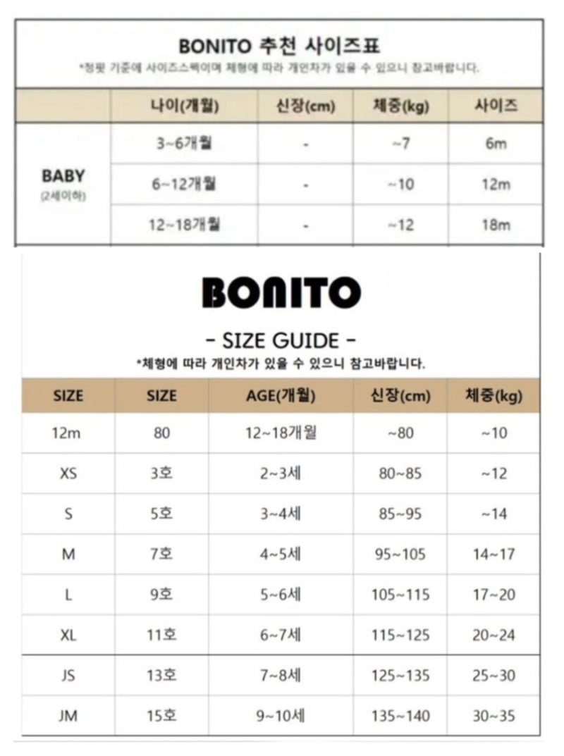 내가 보려고 만든 남대문아동복 사이즈표 (상시추가중_2026.09.10기준)