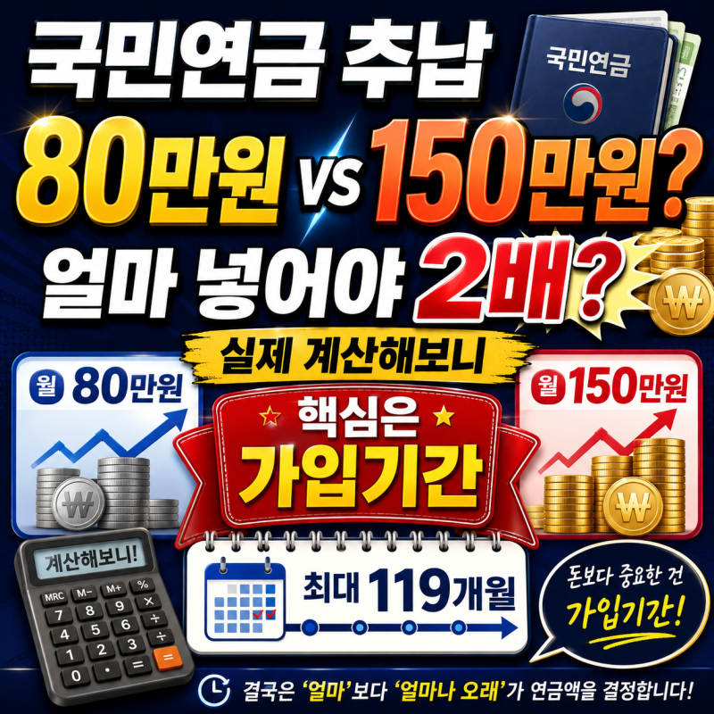 “난 월 80만원인데 친구는 150만원?” 국민연금 추납 얼마 넣어야 2배 받을까? 실제 계산해보....