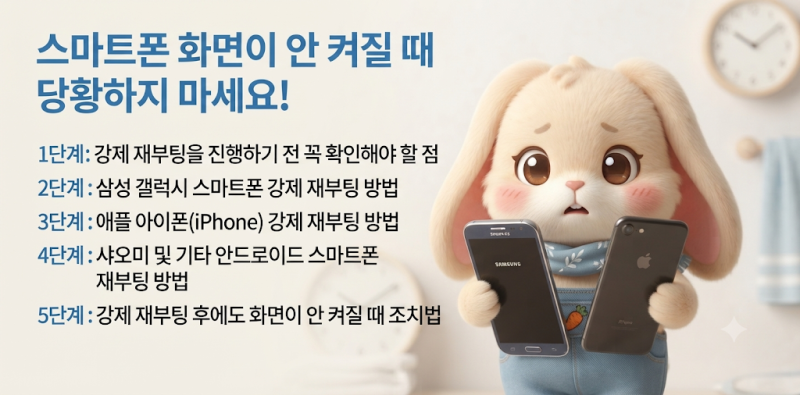 스마트폰 화면이 안 켜질 때 당황하지 마세요! 갤럭시 아이폰 강제 재부팅 해결법