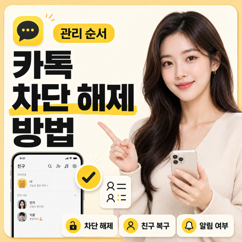 카톡 차단 해제 방법, 차단친구 관리에서 확인하는 순서
