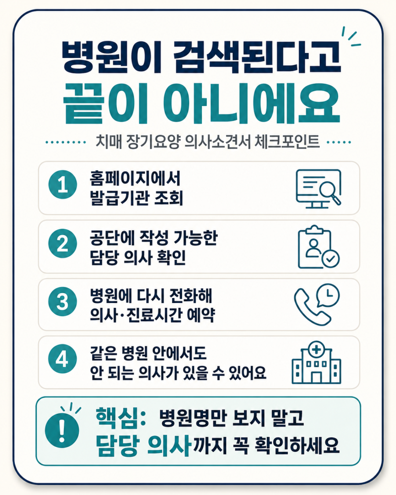 치매 장기요양 의사소견서 어디서 받나? 병원보다 ‘담당 의사’ 확인이 먼저였어요