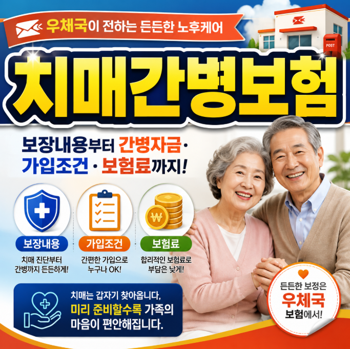우체국 치매간병보험 보장내용부터 간병자금·가입조건·보험료까지