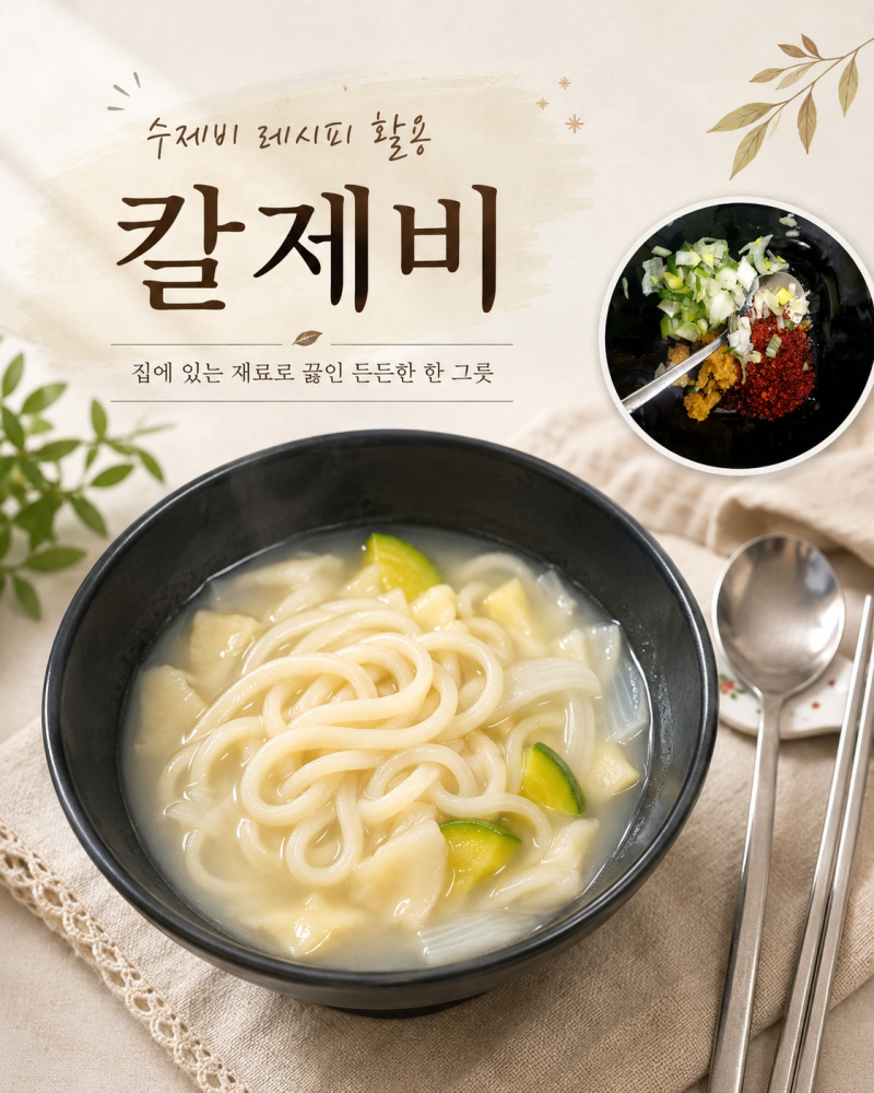 수제비 칼국수 한 번에 집에 있는 재료로 간단하게 칼제비 끓이는 법