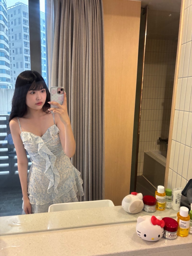 ♥*♡+:｡.｡에스파 윈터 원피스 카인다미 프릴 미니 원피스｡.｡:+♡*♥