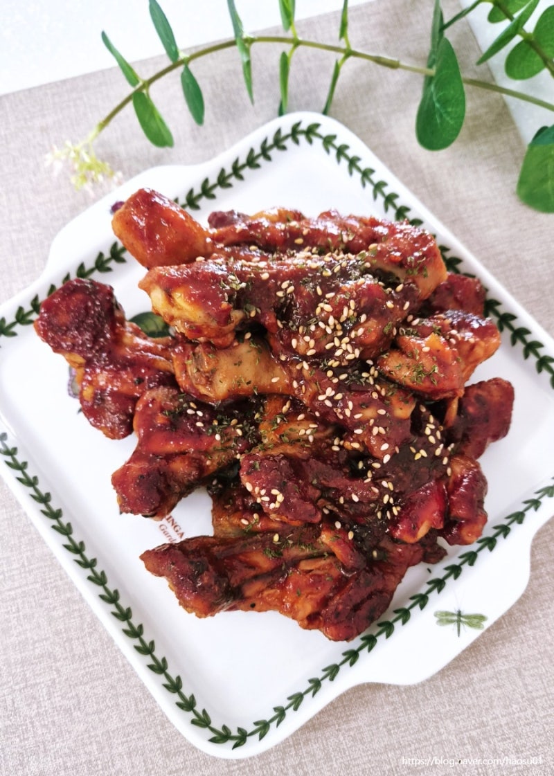 안매운 양념치킨 소스 만들기 닭염지 닭다리 북채 야식 요리 레시피