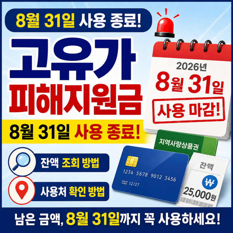 고유가 피해지원금 8월 31일 사용 종료! 잔액 조회·사용처 확인방법